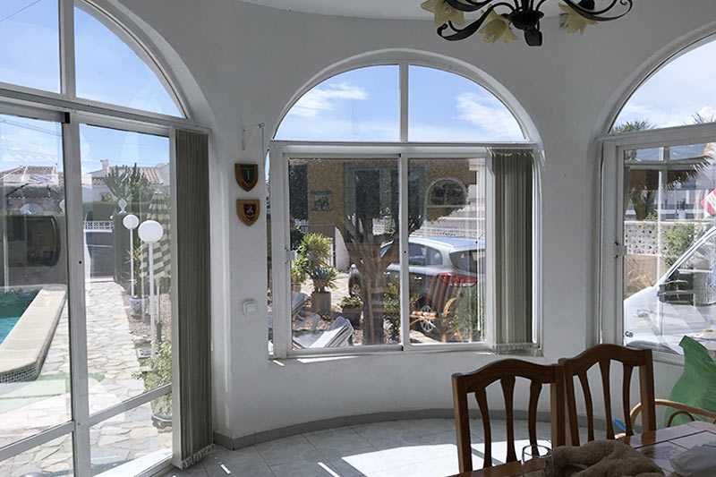 Looking out from the inside of a house with window film installed.